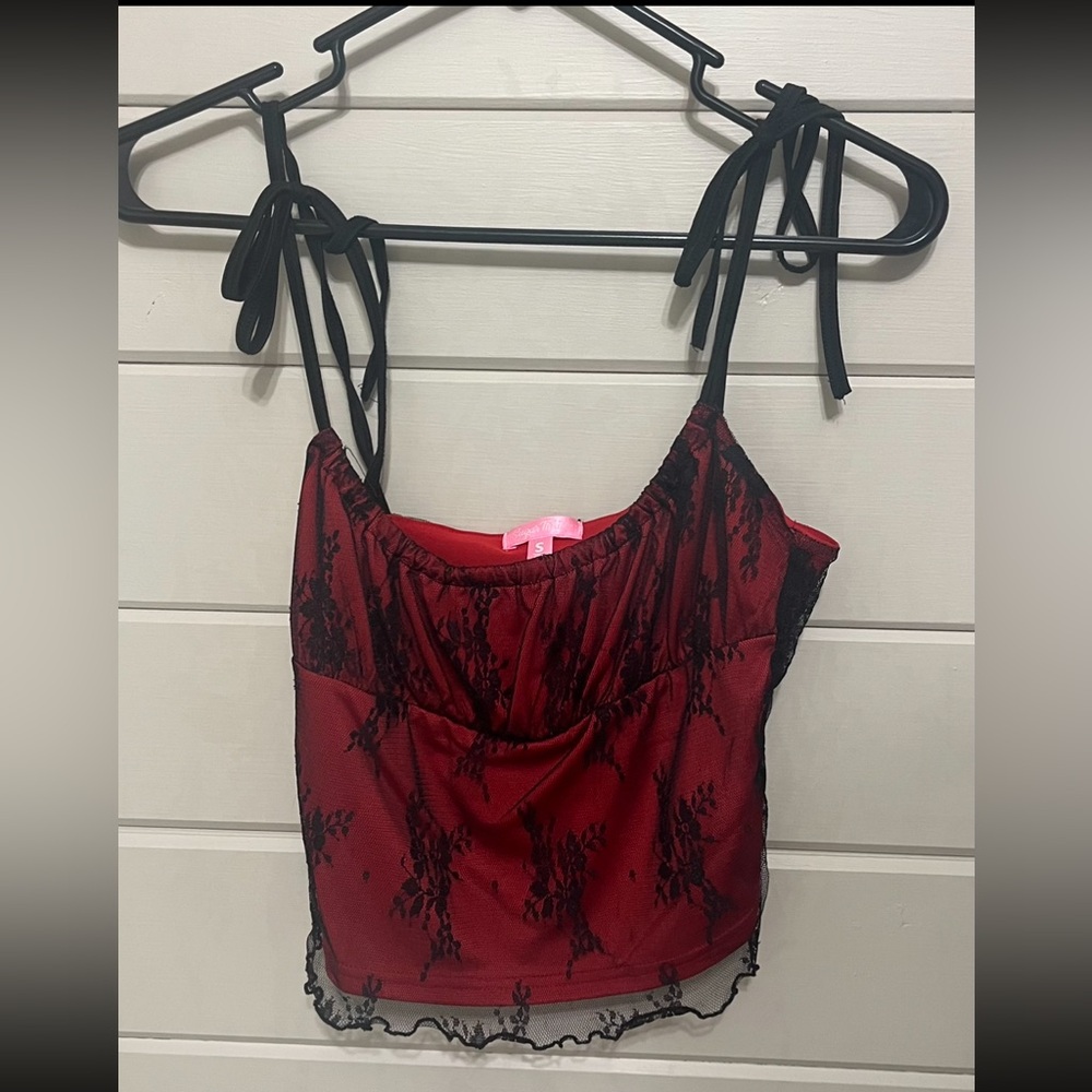 Red Lace Crop Top